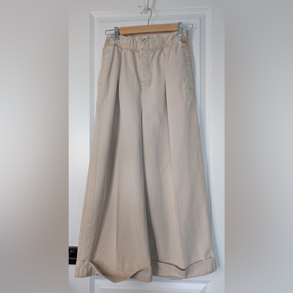 Free People Women’s After Love Roll Cuff Wide Leg Pants Khaki Size XS